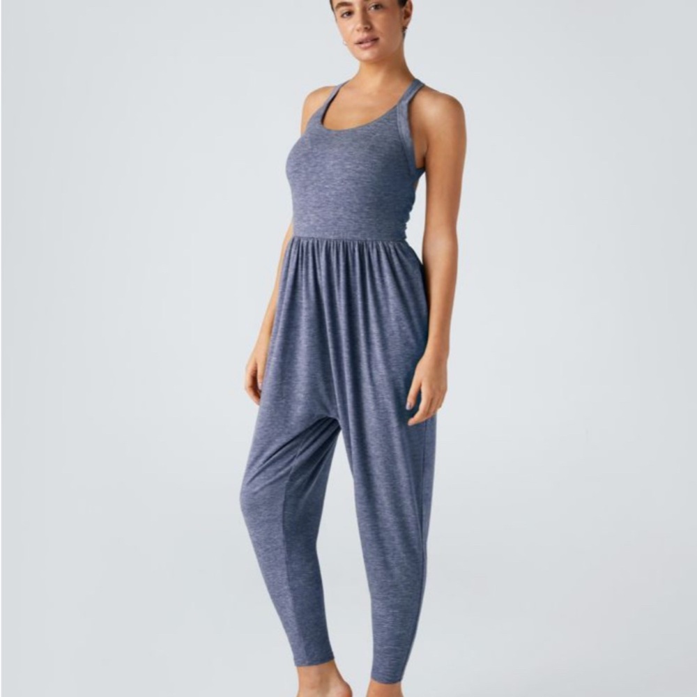 HALARA Heathered Navy Racerback Jumpsuit - Picture 3 of 5